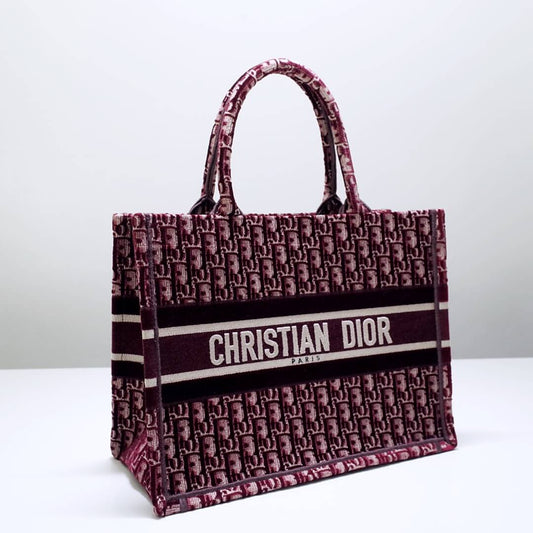DO1286 Book Tote BIG size 41.5cm 36.5cm Embroidery LOGO red Handbag maroon