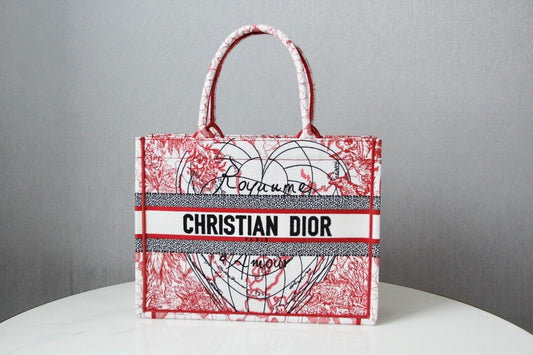 DO1286 Book Tote BIG size 41.5cm Embroidery LOGO red Handbag