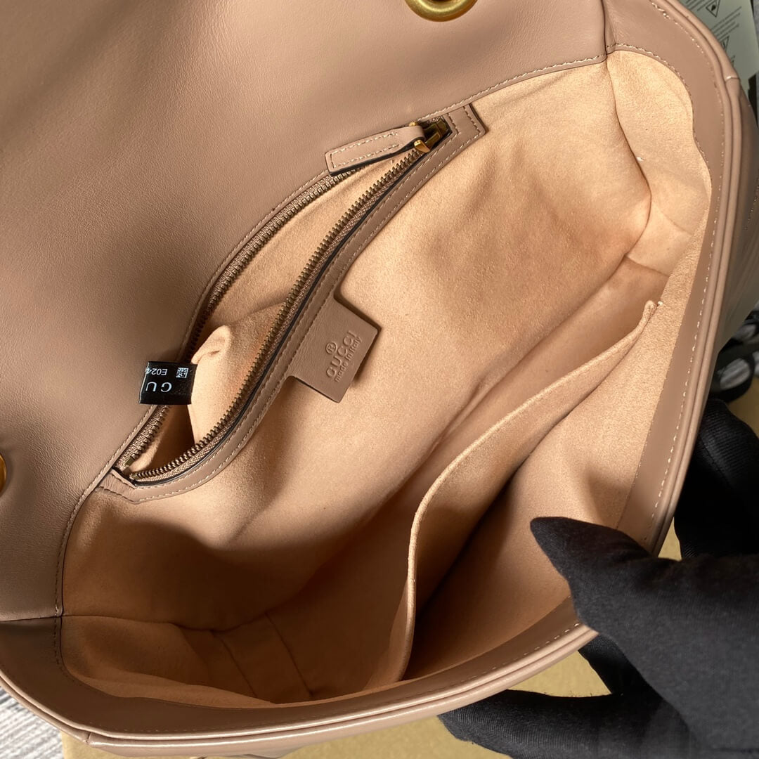 443496 GG Marmont medium matelassé shoulder bag Nude pink leather gold hardware