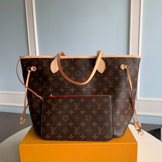 Neverfull M41177 RED INSIDE MM Shoulder tote bag M40995 Monogram GHW Used