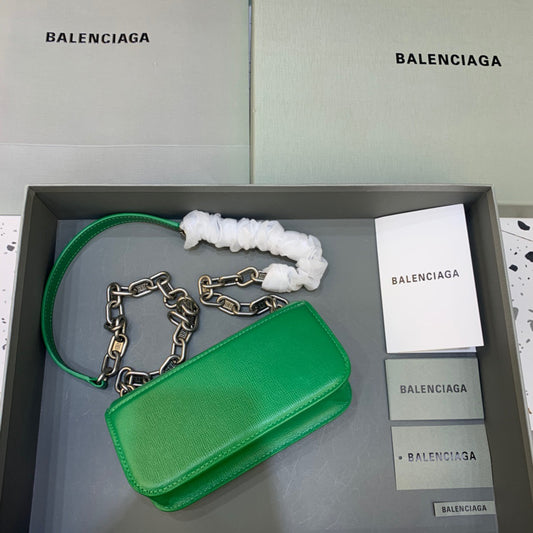 Balen Gossip Small On Chain Shoulder Bag Green, For Women, Bags 7.4in/19cm