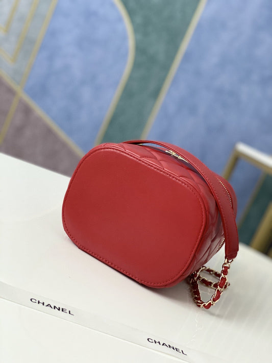ChanelVanity Case Gold Hardware Burgundy For Women, Women’s Handbags, Shoulder Bags 9.4in/24cm
