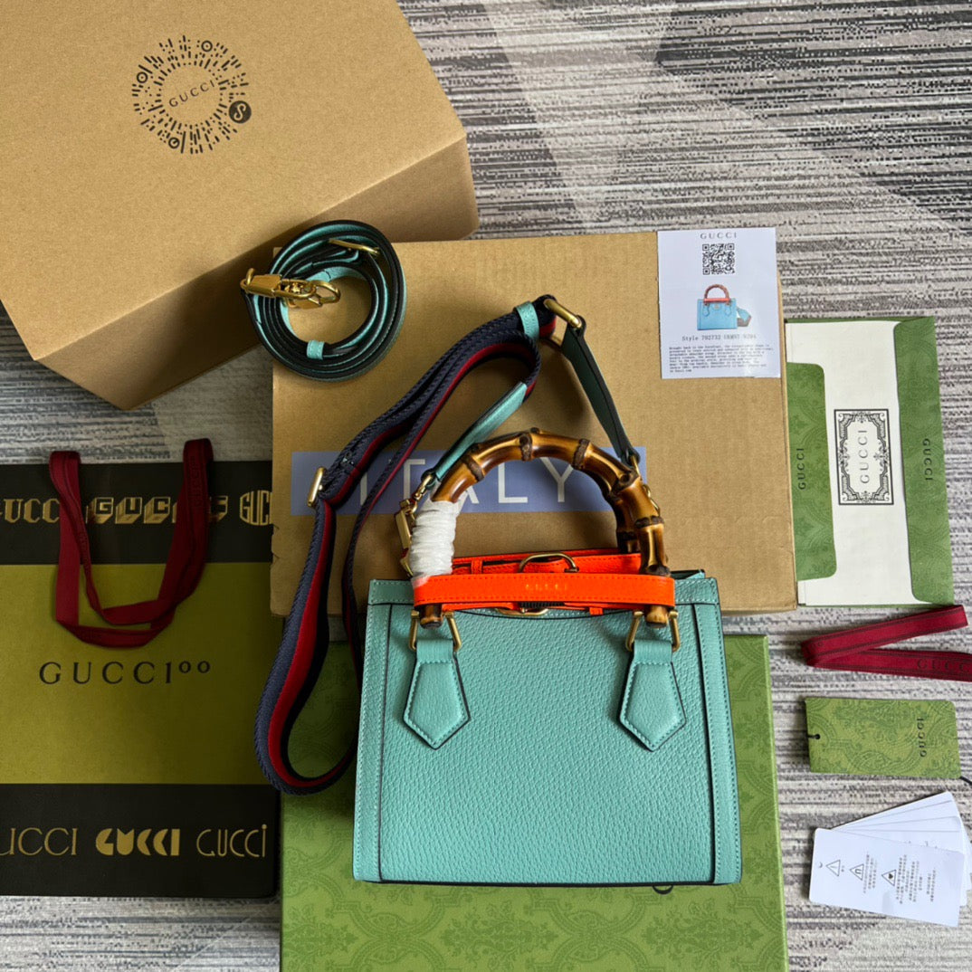 gg Diana Mini Tote Bag Light Blue For Women, Women’s Bags 7.9in/20cm gg 702732 U3ZDT 4377