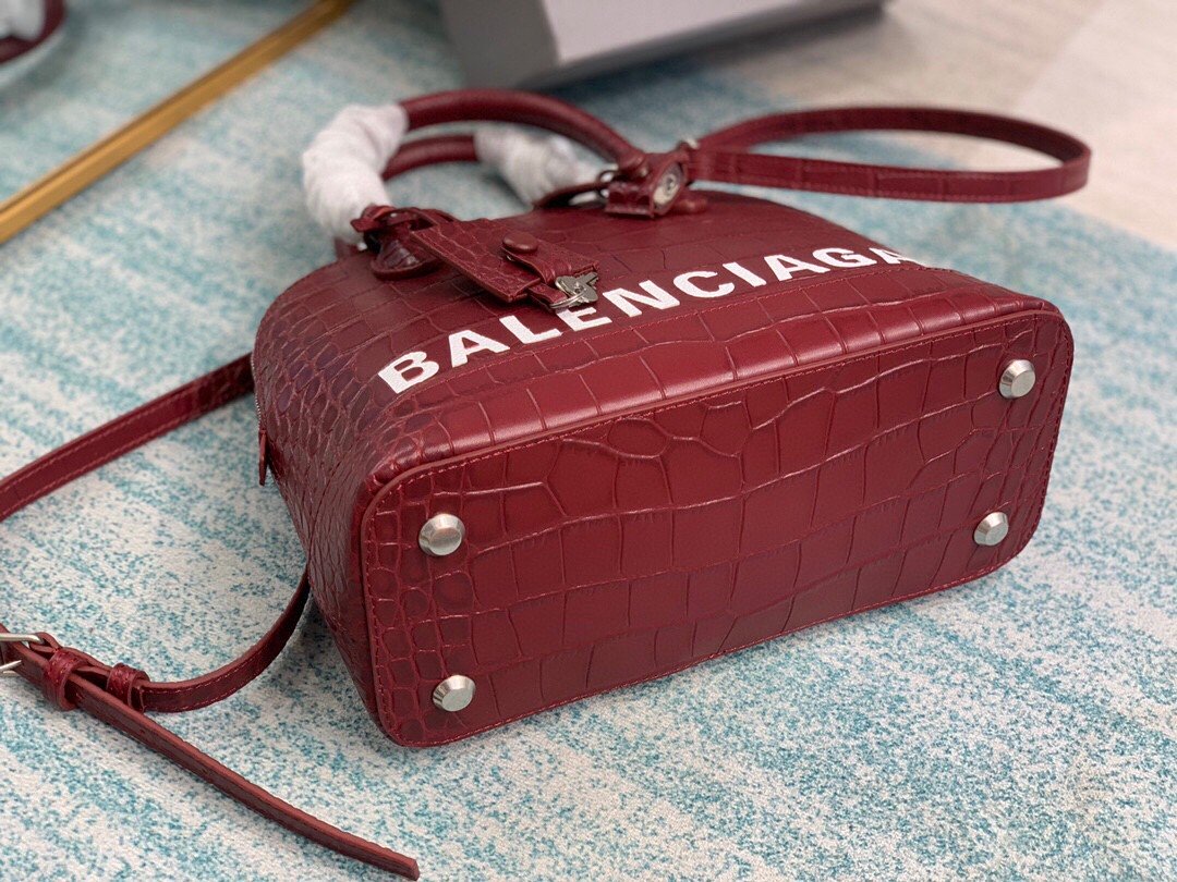 Balen Ville XXS Handbag In Dark Red, For Women, Bags 8.6in/22cm