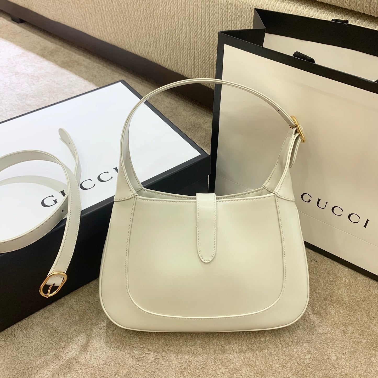 gg Jackie 1961 Small Shoulder Bag White For Women 10.8in/27.5cm gg 636709 10O0G 9022