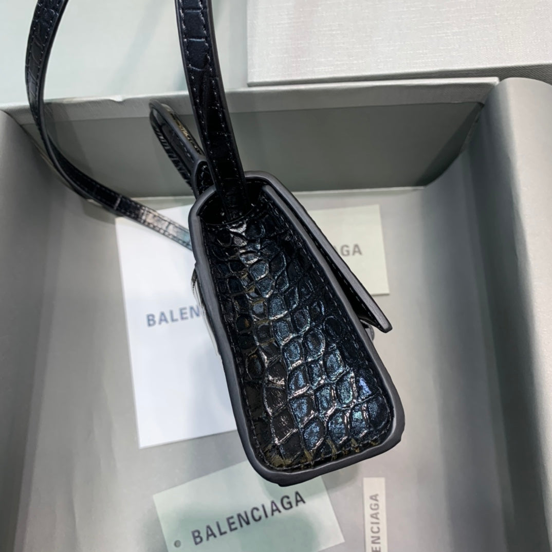 Balen Hourglass Mini Handbag In Black, For Women, Bags 4.7in/12cm