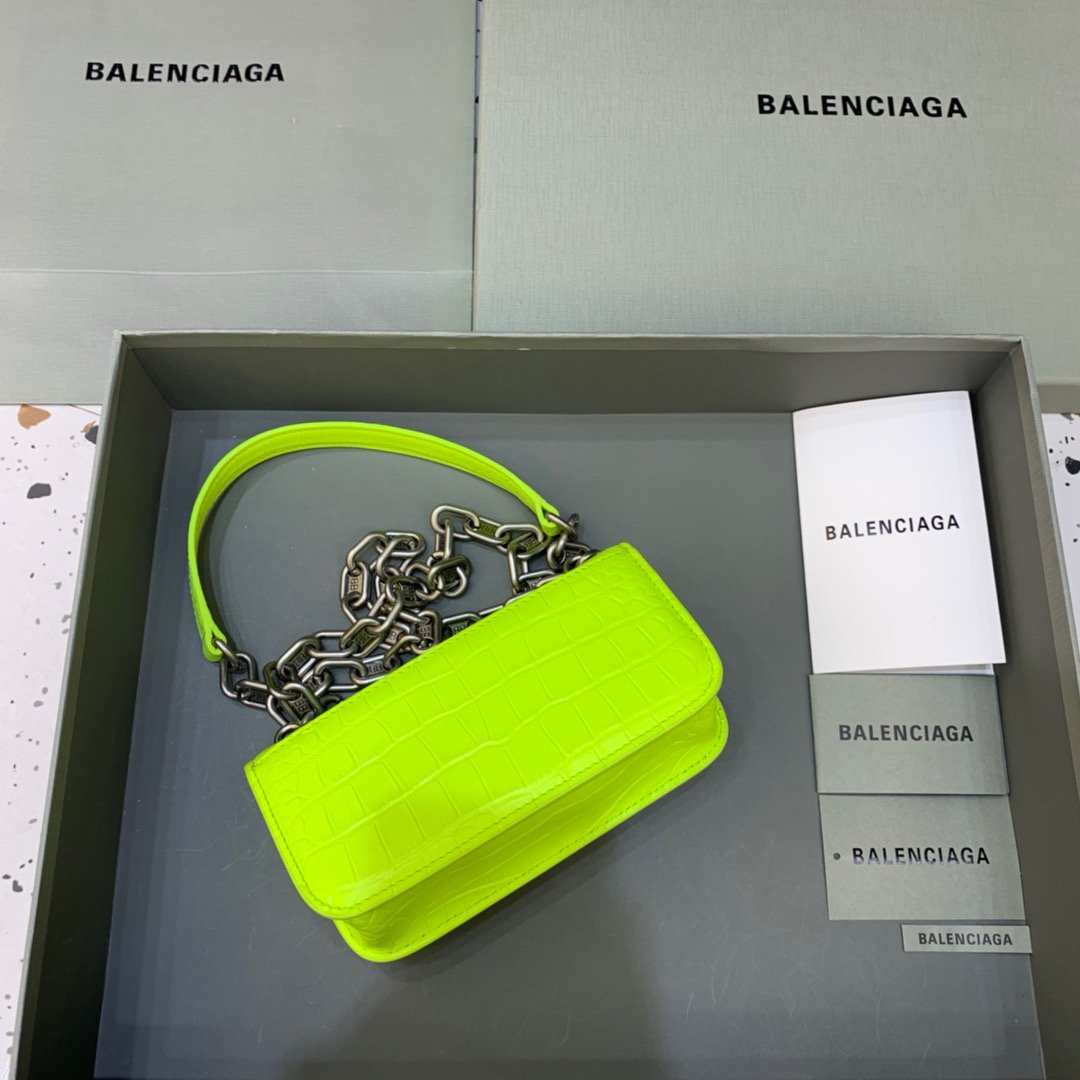 Balen Gossip Small On Chain Shoulder Bag Green Neon, For Women, Bags 7.4in/19cm