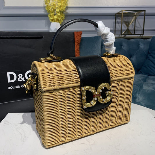 DG Dg Girl Midollino & Raffia Bag In Natural Beige For Women 9.8in/25cm DG
