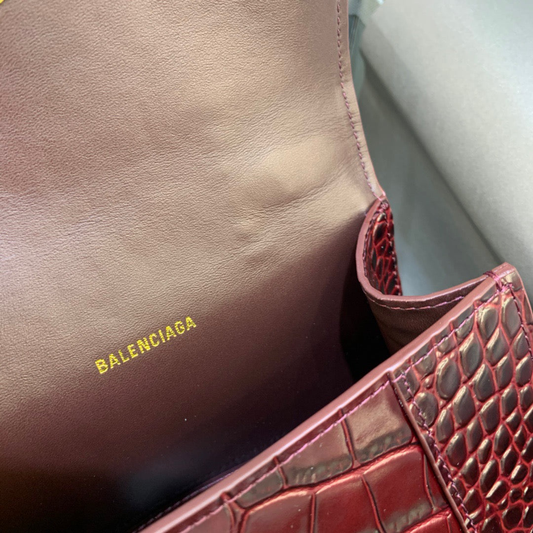 Balen Hourglass XS Handbag In Dark Red, For Women, Bags 7.4in/19cm