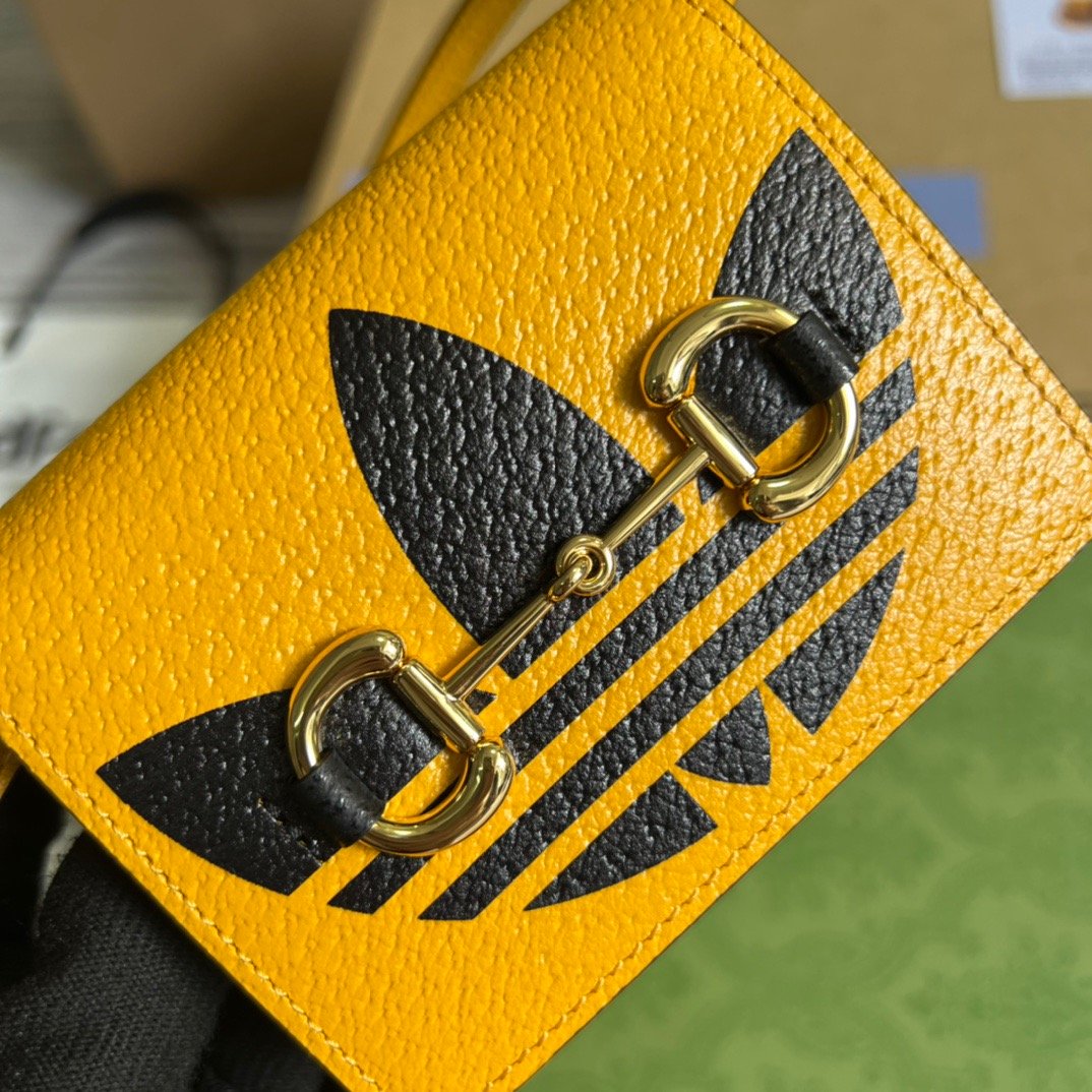 gg x Adidas Card Case With Horsebit Yellow For Women, Women’s Bags 4.2in/11cm gg 702248 DJ24G 7673