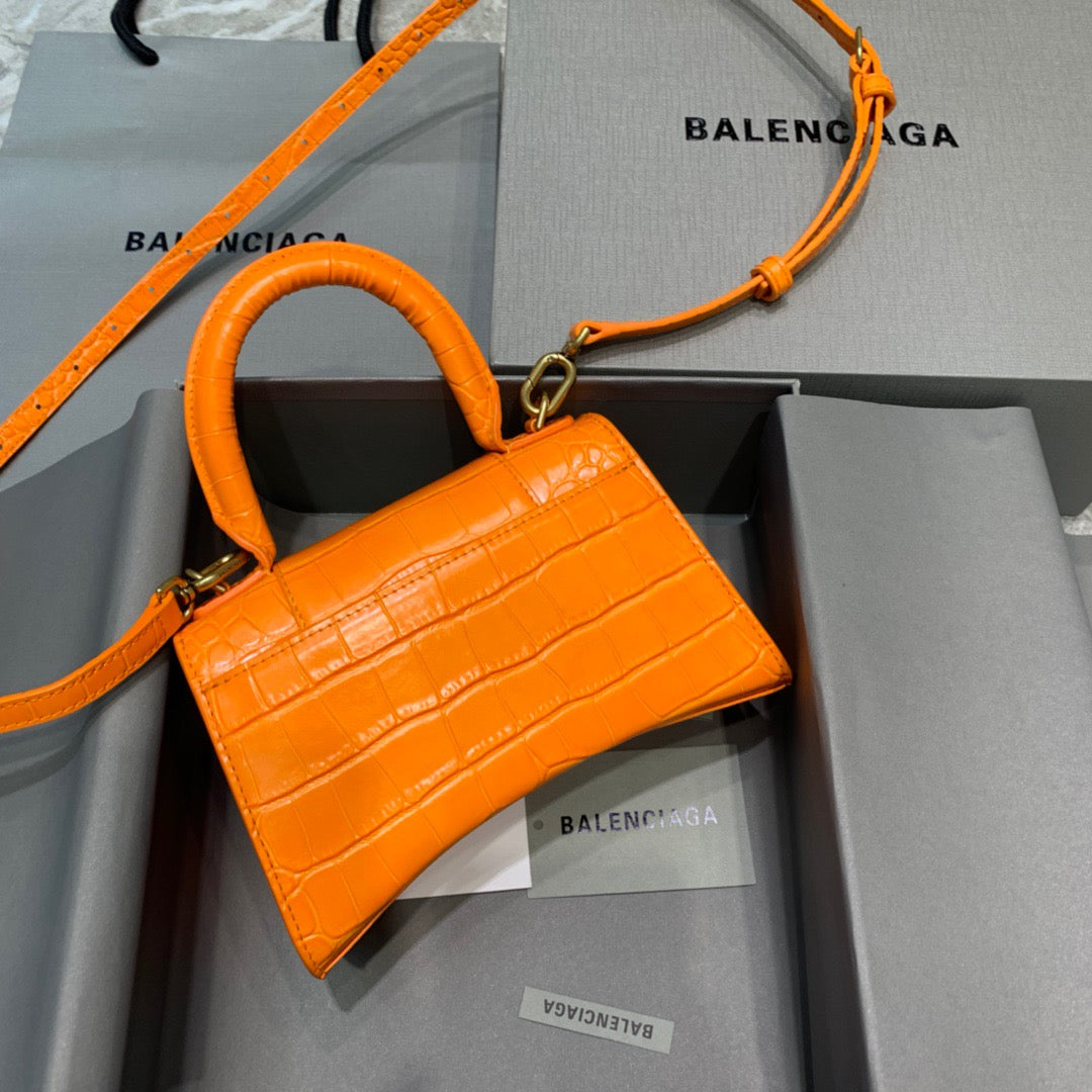Balen Hourglass XS Handbag In Orange, For Women, Bags 7.4in/19cm