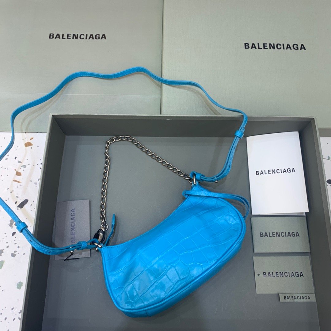 Balen Le Cagole Mini Bag With Chain Blue, For Women, Bags 8.2in/21cm 69581423EJY4624