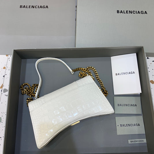 Balen Hourglass Wallet On Chain in White, For Women, Bags 9in/23cm