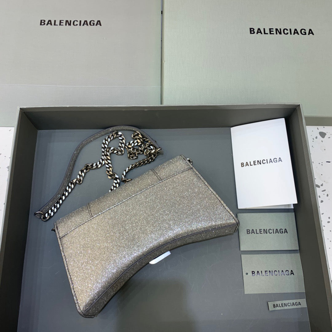 Balen Hourglass Wallet On Chain in Golden Gray, For Women, Bags 9in/23cm