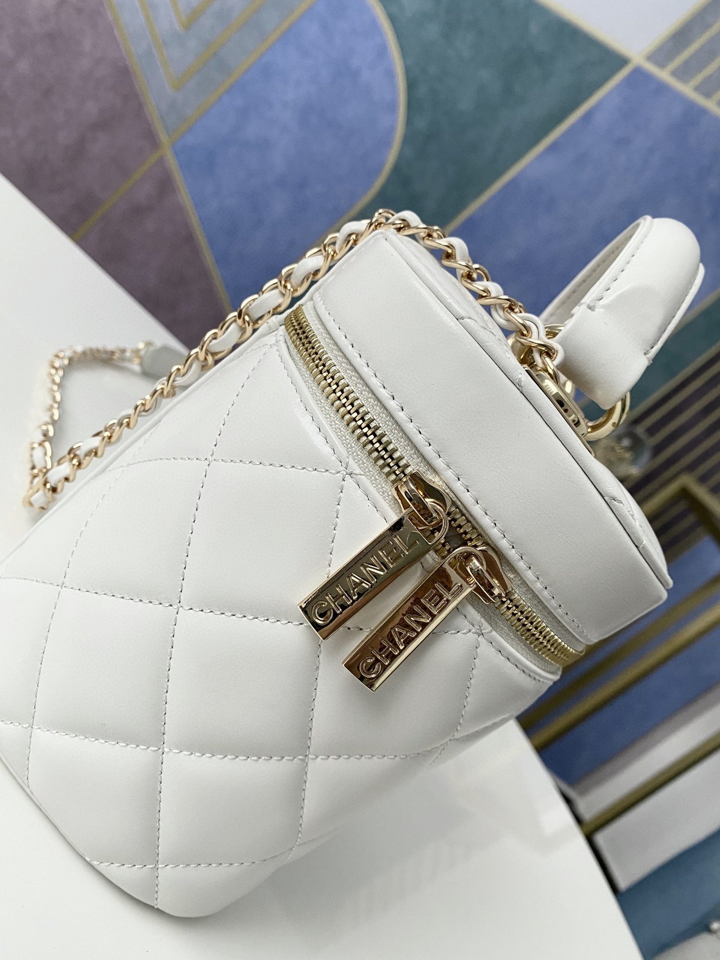 ChanelVanity Case Gold Hardware White For Women, Women’s Handbags, Shoulder Bags 9.4in/24cm