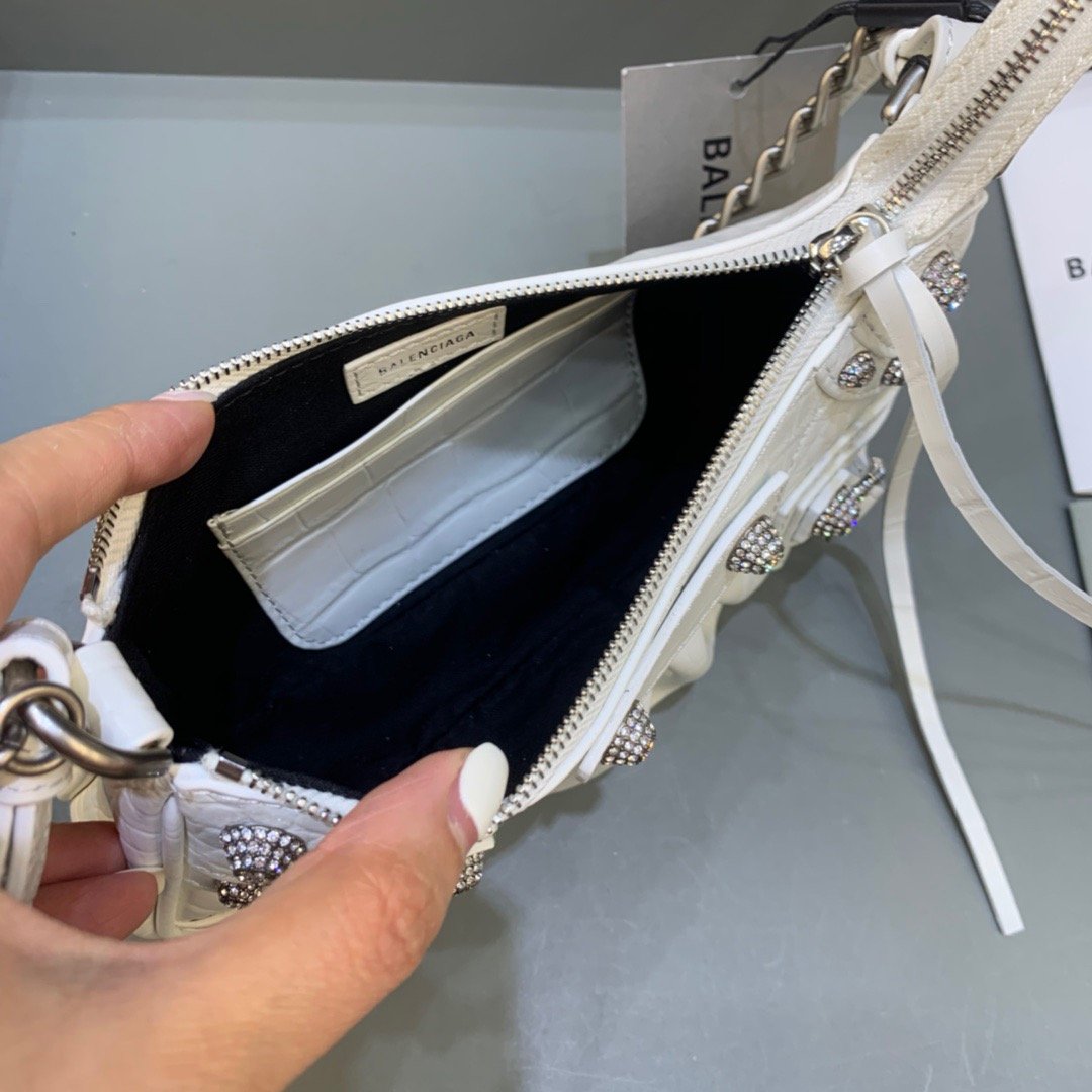 Balen Le Cagole Mini Bag With Chain In White, For Women, Bags 8.2in/21cm 69581423EBY9016