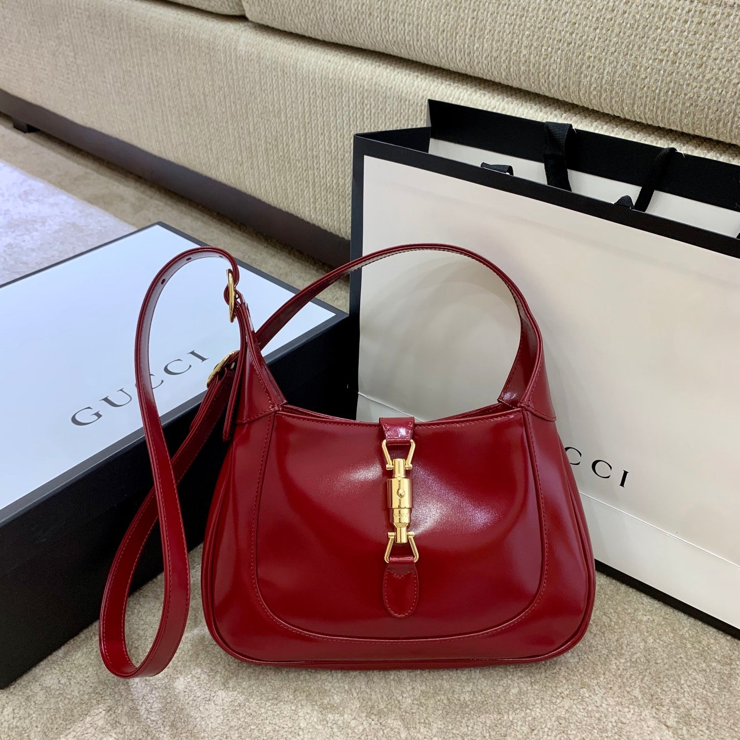 gg Jackie 1961 Small Shoulder Bag Red For Women 10.8in/27.4cm gg 636709 10O0G 6638