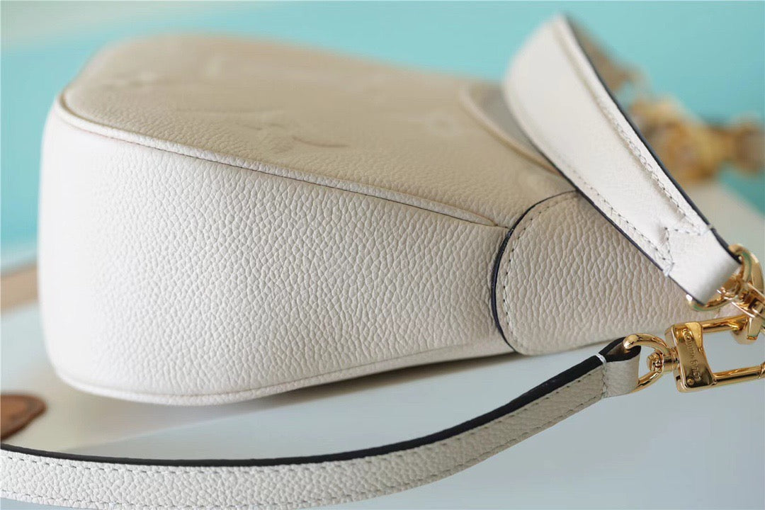 LV Bagatelle Monogram Empreinte Creme Beige For Women, Shoulder And Crossbody Bags 22cm/8.7in LV M46099
