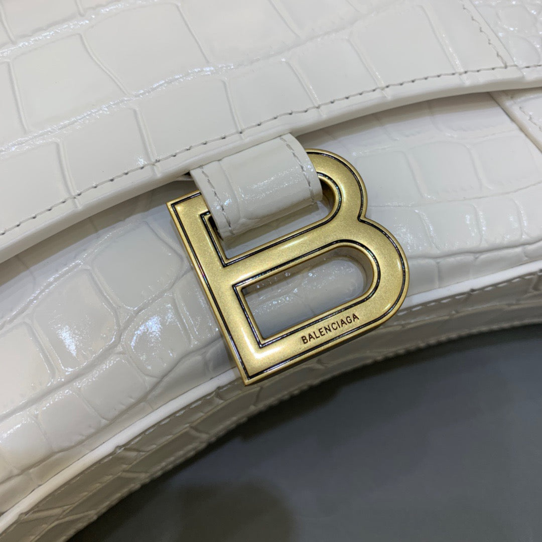 Balen Hourglass Wallet On Chain in White, For Women, Bags 9in/23cm