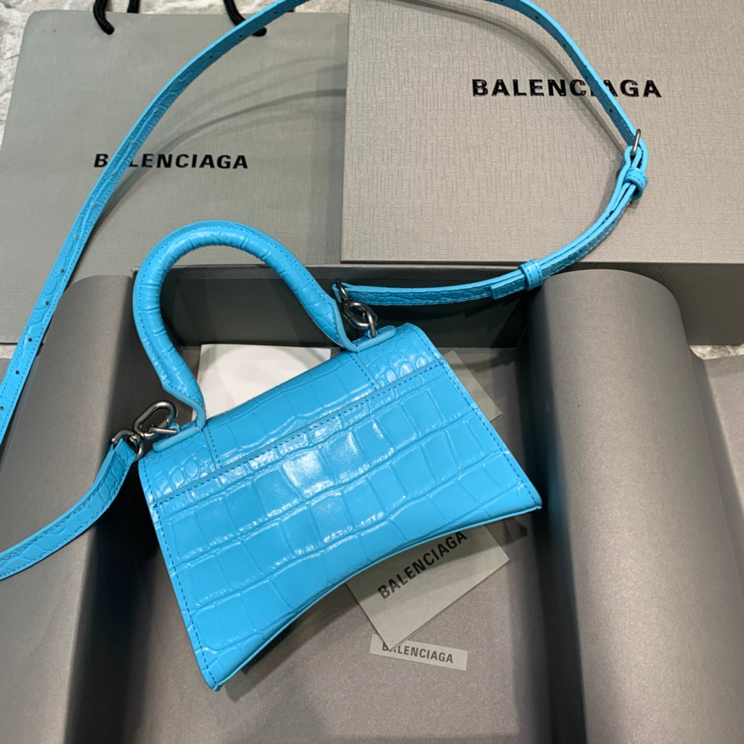 Balen Hourglass Small Handbag In Blue, For Women, Bags 9in/23cm