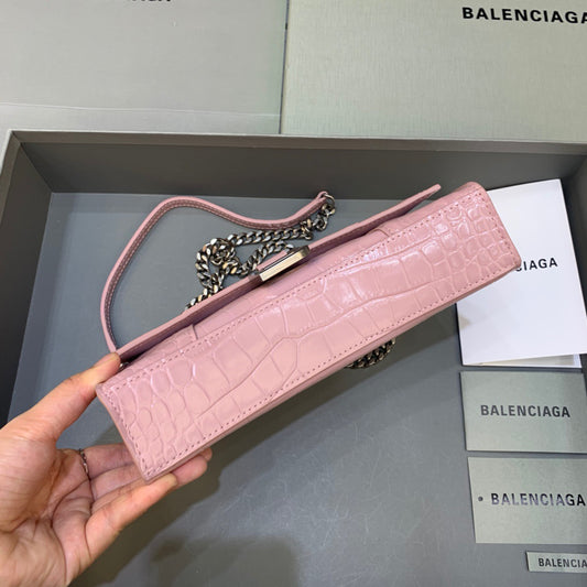 Balen Hourglass Wallet On Chain in Light Pink, For Women, Bags 9in/23cm