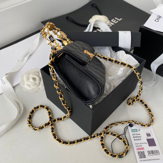 Chanel Clutch With Chain Gold Hardware Black For Women, Women’s Handbags, Shoulder Bags 5.7in/14.5cm AP2945
