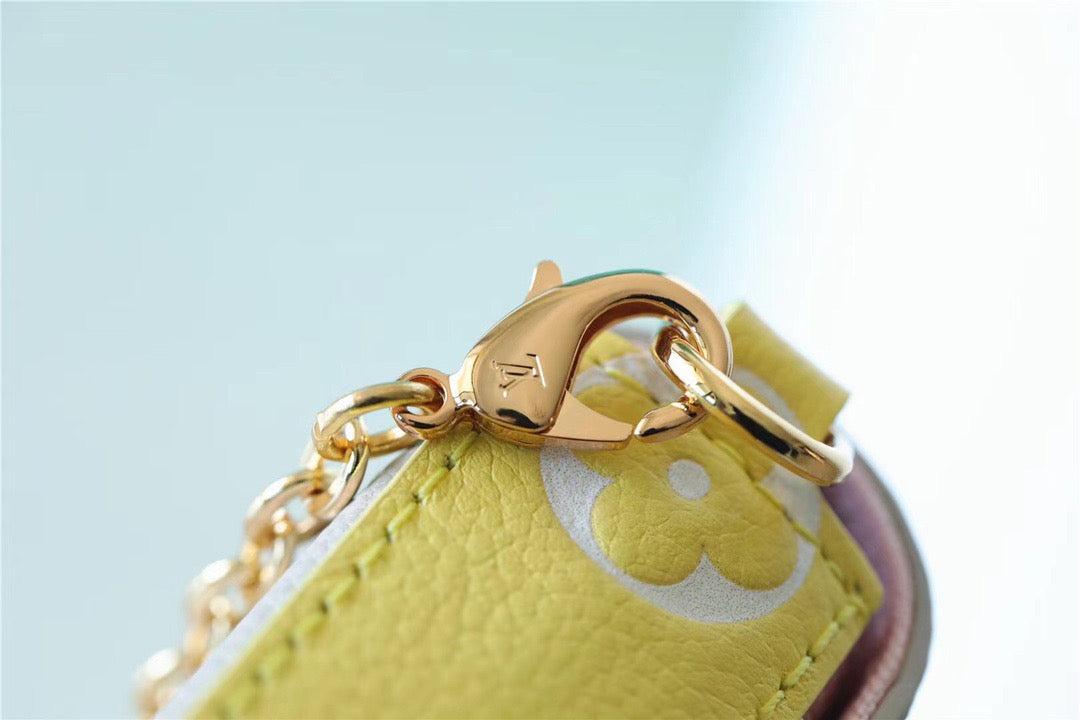 LV Pochette Felicie Monogram Empreinte Pink/ Beige/ Yellow For Women, Shoulder And Crossbody Bags 21cm/8.3in LV M81359
