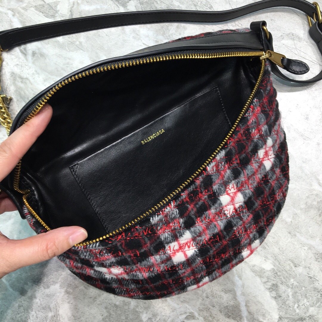 Balen Souvenir XXS Belt Bag In Checkered Red, For Women, Bags 11.8in/30cm