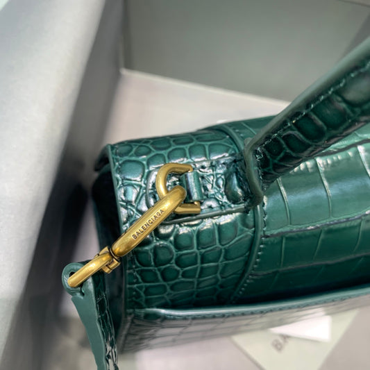 Balen Hourglass Small Handbag In Dark Green, For Women, Bags 9in/23cm