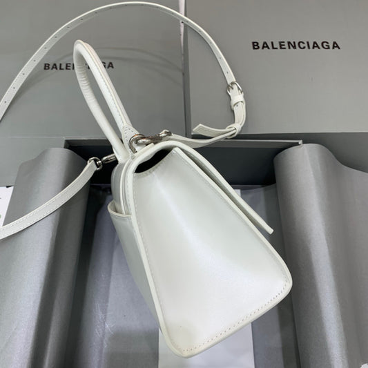 Balen Hourglass Small Handbag In White, For Women, Bags 9in/23cm 5928331QJ4Y9028