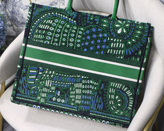 DI Large Book Tote Green Multicolor, For Women, Women’s Handbags 16.5in/42cm CD