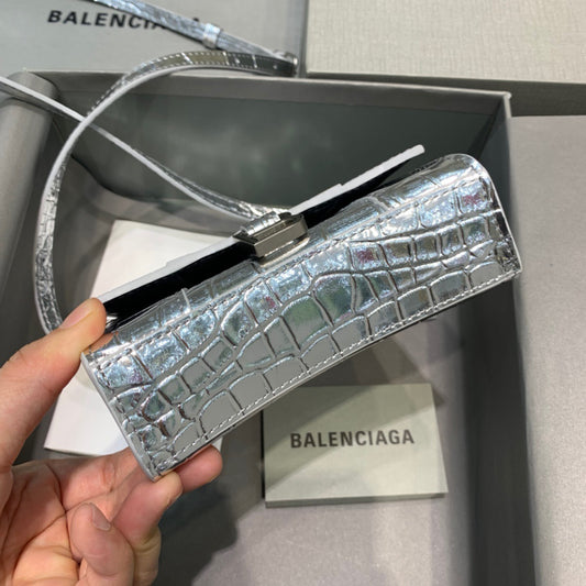 Balen Hourglass Mini Handbag In Sliver, For Women, Bags 4.7in/12cm 6373721S4CY8110