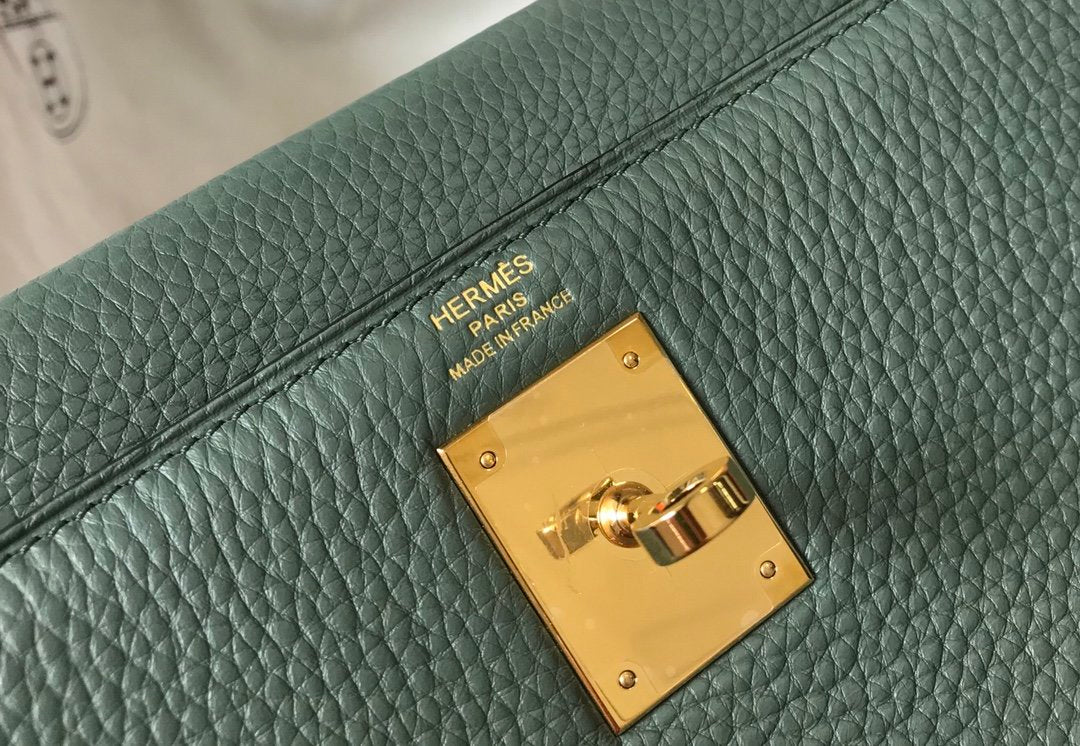 Hermès Kelly 28 Togo Vert Fonce GHW Bag For Women, Handbags, Shoulder Bags 11in/28cm