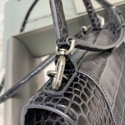 Balen Hourglass Small Handbag In Dark Grey, For Women, Bags 9in/23cm 5935461LR6Y1309