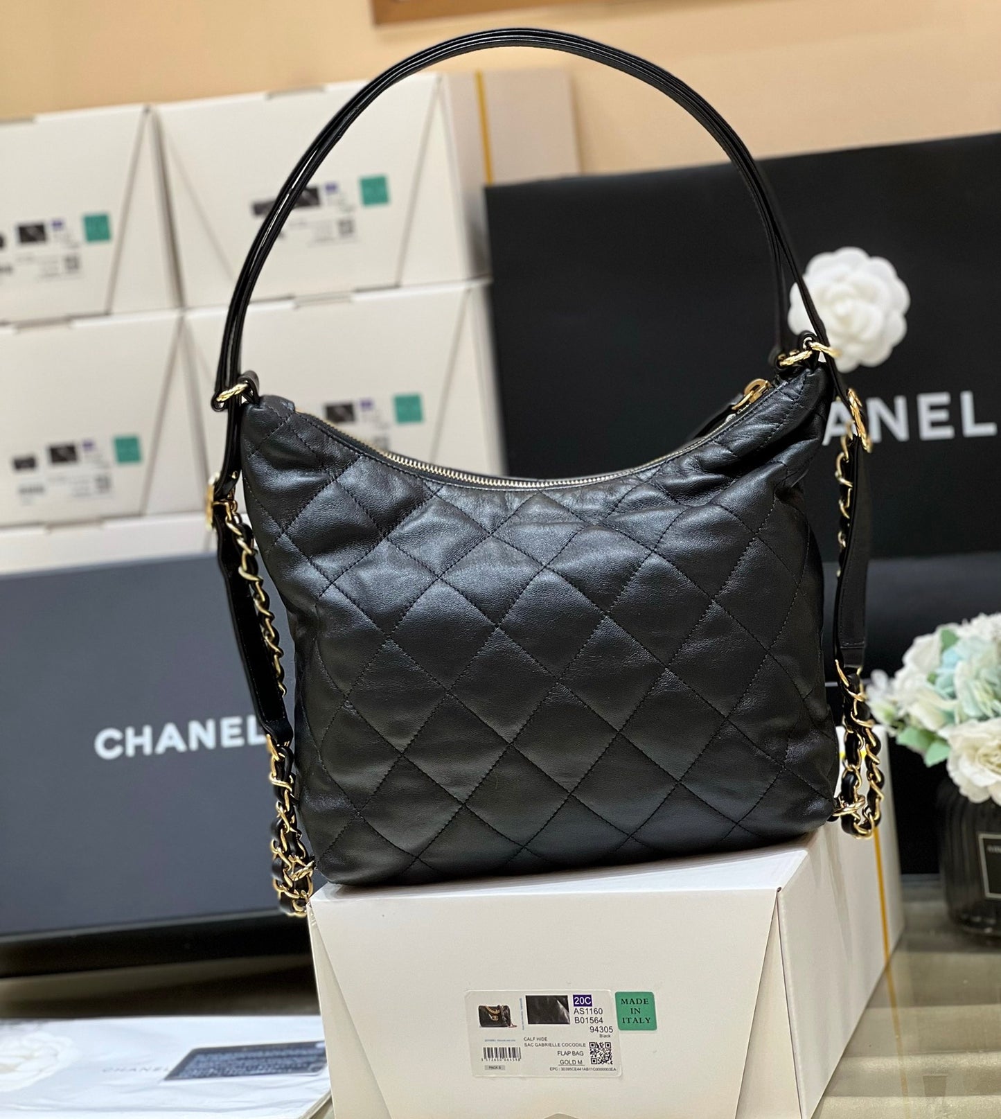 ChanelMaxium Old Hobo Bag Black For Women, Women’s Bags 14.4in/37cm AS3488 B08857 94305