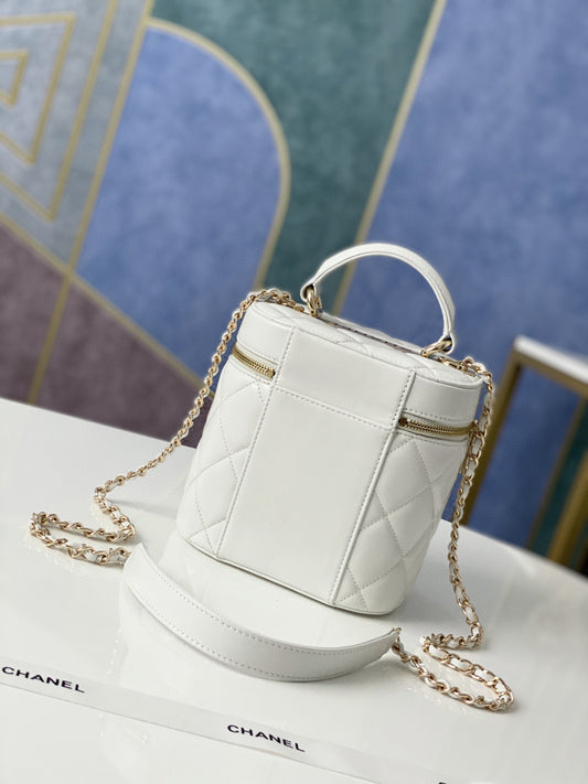 ChanelVanity Case Gold Hardware White For Women, Women’s Handbags, Shoulder Bags 9.4in/24cm