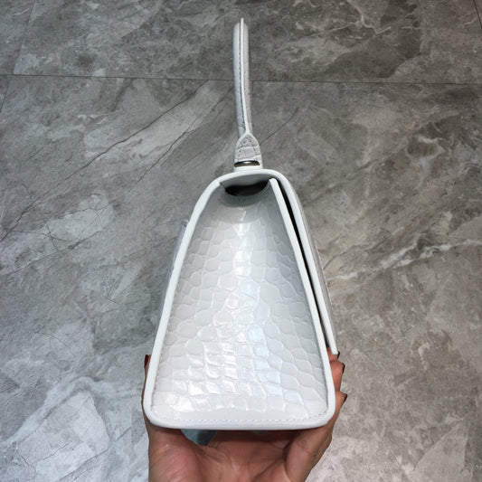Balen Hourglass Small Handbag In White, For Women, Bags 9in/23cm 5935461LR6Y9016