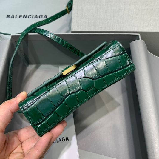 Balen Hourglass Mini Handbag In Green, For Women, Bags 4.7in/12cm