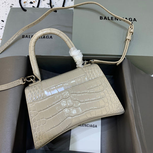 Balen Hourglass Small Handbag In Beige, For Women, Bags 9in/23cm