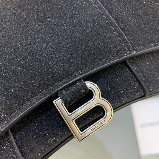 Balen Hourglass Mini Handbag With Chain In Black, For Women, Bags 4.7in/12cm