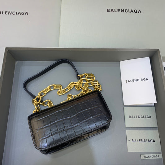 Balen Gossip Small On Chain Shoulder Bag Black, For Women, Bags 7.4in/19cm