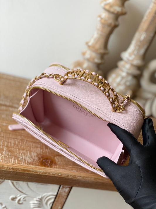 ChanelSmall Vanity Case Gold Hardware Light PiNike For Women, Women’s Handbags, Shoulder Bags 5.9in/15cm AS3228
