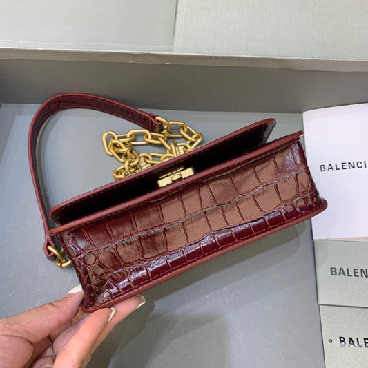 Balen Gossip Small On Chain Shoulder Bag Dark Red, For Women, Bags 7.4in/19cm