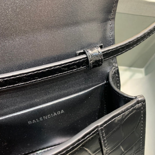 Balen Hourglass Mini Handbag In Black, For Women, Bags 4.7in/12cm
