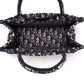 DO1286 Book Tote CHRISTIAN mini 26.5cm Oblique blue-3 Embroidery Handbag
