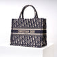 DO1286 Book Tote CHRISTIAN mini 26.5cm Oblique blue-3 Embroidery Handbag