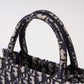 DO1286 Book Tote CHRISTIAN mini 26.5cm Oblique blue-3 Embroidery Handbag