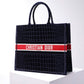DO1286 Book Tote BIG size 41.5cm 36.5cm Embroidery LOGO red Handbag black