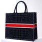 DO1286 Book Tote BIG size 41.5cm 36.5cm Embroidery LOGO red Handbag black