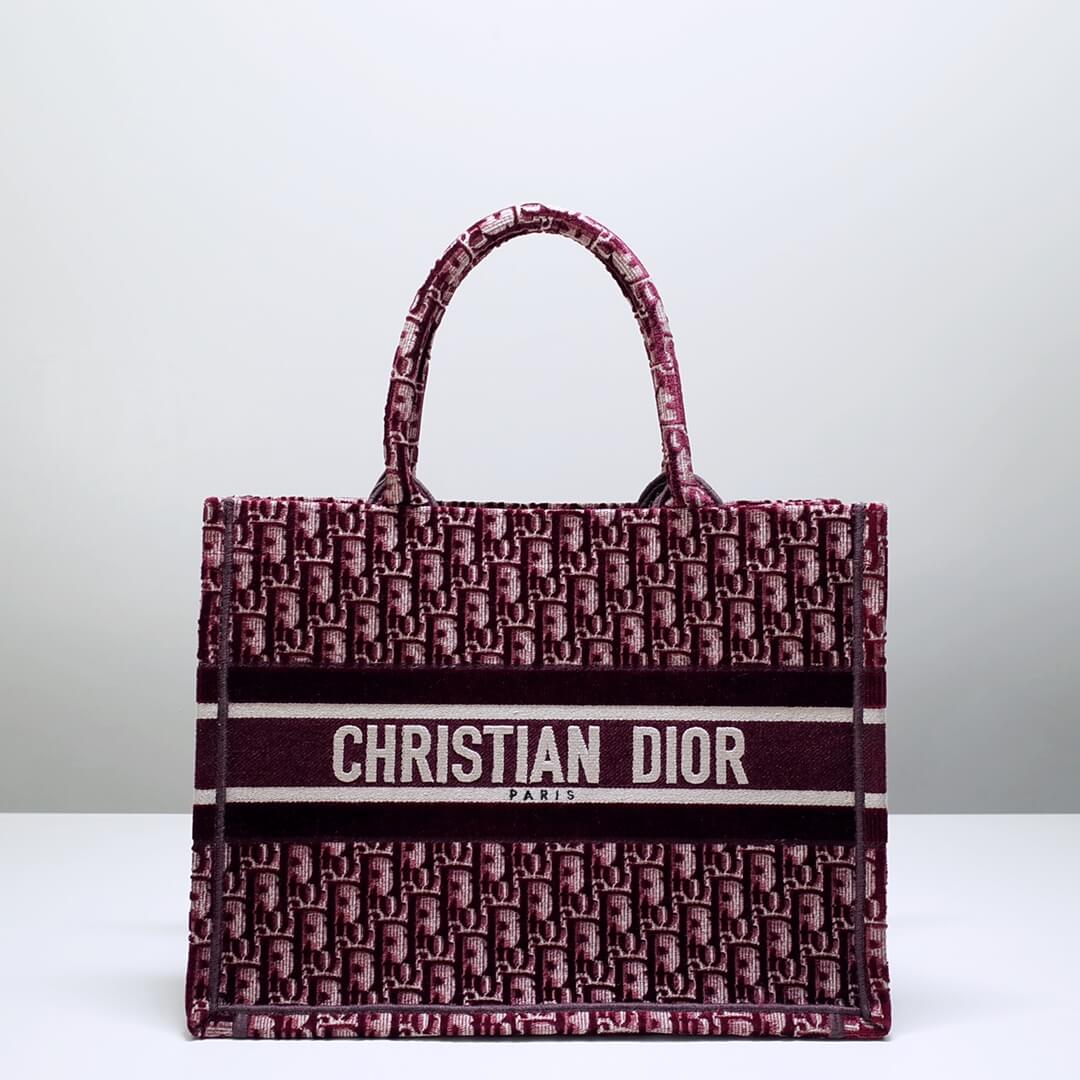 DO1286 Book Tote BIG size 41.5cm 36.5cm Embroidery LOGO red Handbag maroon